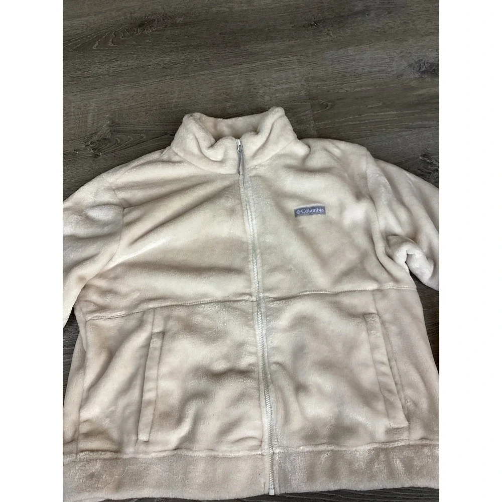 Columbia Womens Fleece Size XL Jacket Plush Very Soft Full Zip Cream Coat